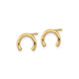 10k Yellow Gold Horseshoe Stud Earrings, Open Design, Polished Finish, Lucky Charm Jewelry for Women