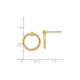 10k Yellow Gold Stud Earrings with Open Circle and Textured Knot Design