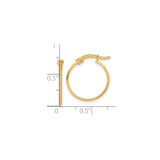 10k Yellow Gold Hoop Earrings, Polished Thin Round Style with Hinged Snap Back Closure