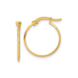 10k Yellow Gold Hoop Earrings, Polished Thin Round Style with Hinged Snap Back Closure