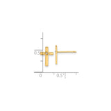 10k Yellow Gold Cross Stud Earrings with Diamond Starburst, Christian Faith Design