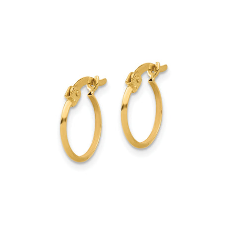 10k Yellow Gold Hoop Earrings, Small Polished Hoops with Hinged Snap Closure, Lightweight Design