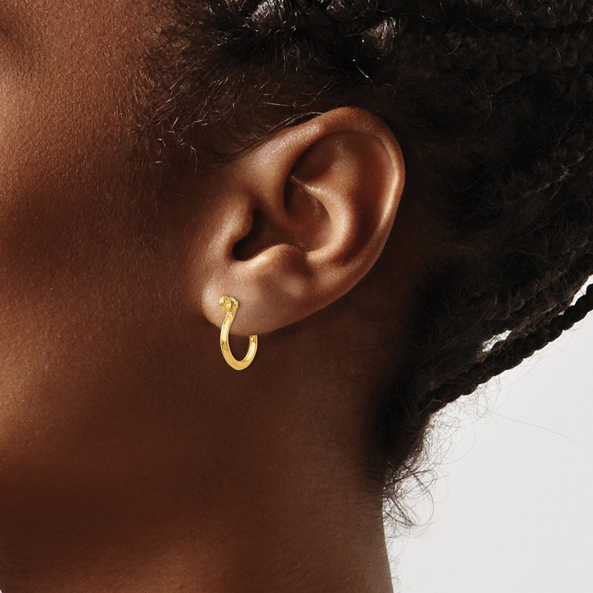 10K Yellow Gold Hoop Earrings Screw Back Unisex Minimalist