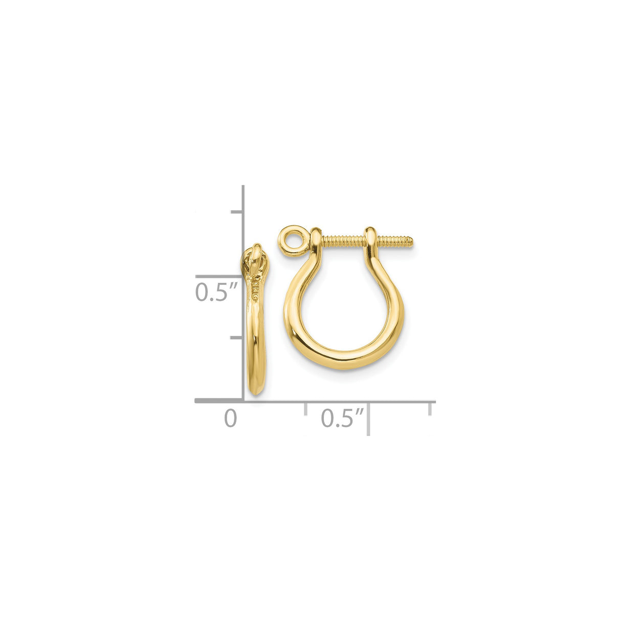 10K Yellow Gold Hoop Earrings Screw Back Unisex Minimalist