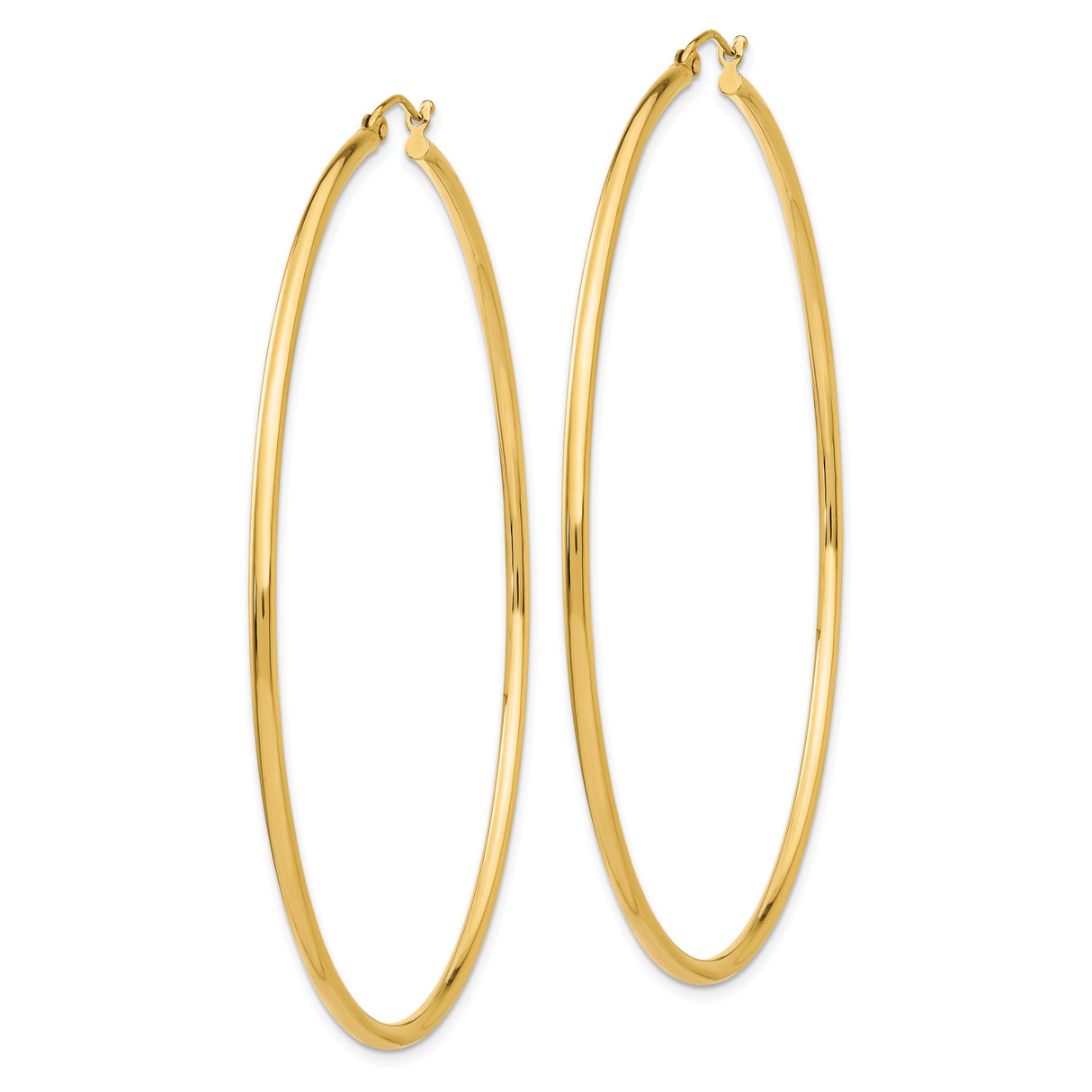 10k Yellow Gold Hoop Earrings, Large Lightweight Round Design with High Polish Finish for Women