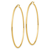 10k Yellow Gold Hoop Earrings, Large Lightweight Round Design with High Polish Finish for Women