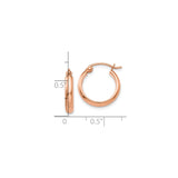 10k Rose Gold Hoop Earrings, Classic Round Polished Hoops with Hinged Closure for Women