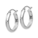 10k White Gold Hoop Earrings, Smooth Polished Finish, Hinged Closure, Lightweight Classic Style