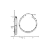 10k White Gold Hoop Earrings, Polished Finish, Latch Back, Classic Round Minimalist Style for Women