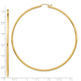 10k Yellow Gold Hoop Earrings, Large Lightweight Polished Tube Design for Women