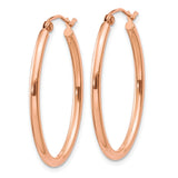 10k Rose Gold Oval Hoop Earrings with Polished Finish and Latch Back Closure