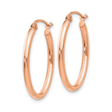 10k Rose Gold Oval Hoop Earrings, Polished Minimalist Thin Hoops with Hinged Latch Back for Women