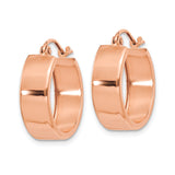 10k Rose Gold Hoop Earrings, Medium Polished Lightweight Round Design for Women