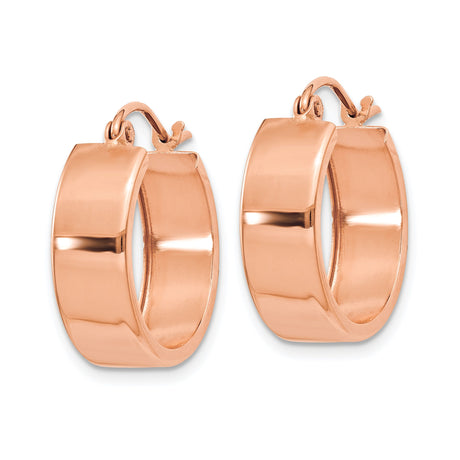 10k Rose Gold Hoop Earrings, Medium Polished Lightweight Round Design for Women