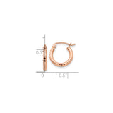 10k Rose Gold Hoop Earrings with Hammered Texture, Lightweight Round Design for Women