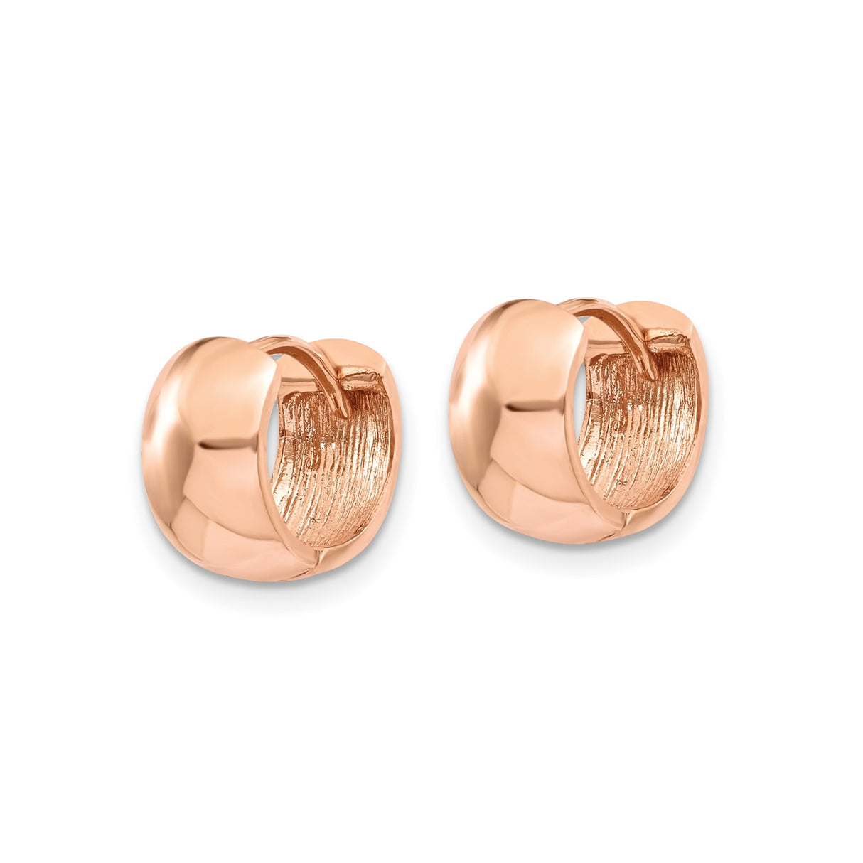 10k Rose Gold Huggie Hoop Earrings, Minimalist Polished Small Hoops for Women