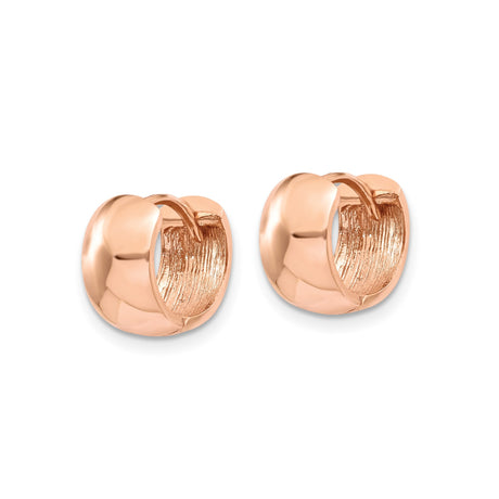 10k Rose Gold Huggie Hoop Earrings, Minimalist Polished Small Hoops for Women