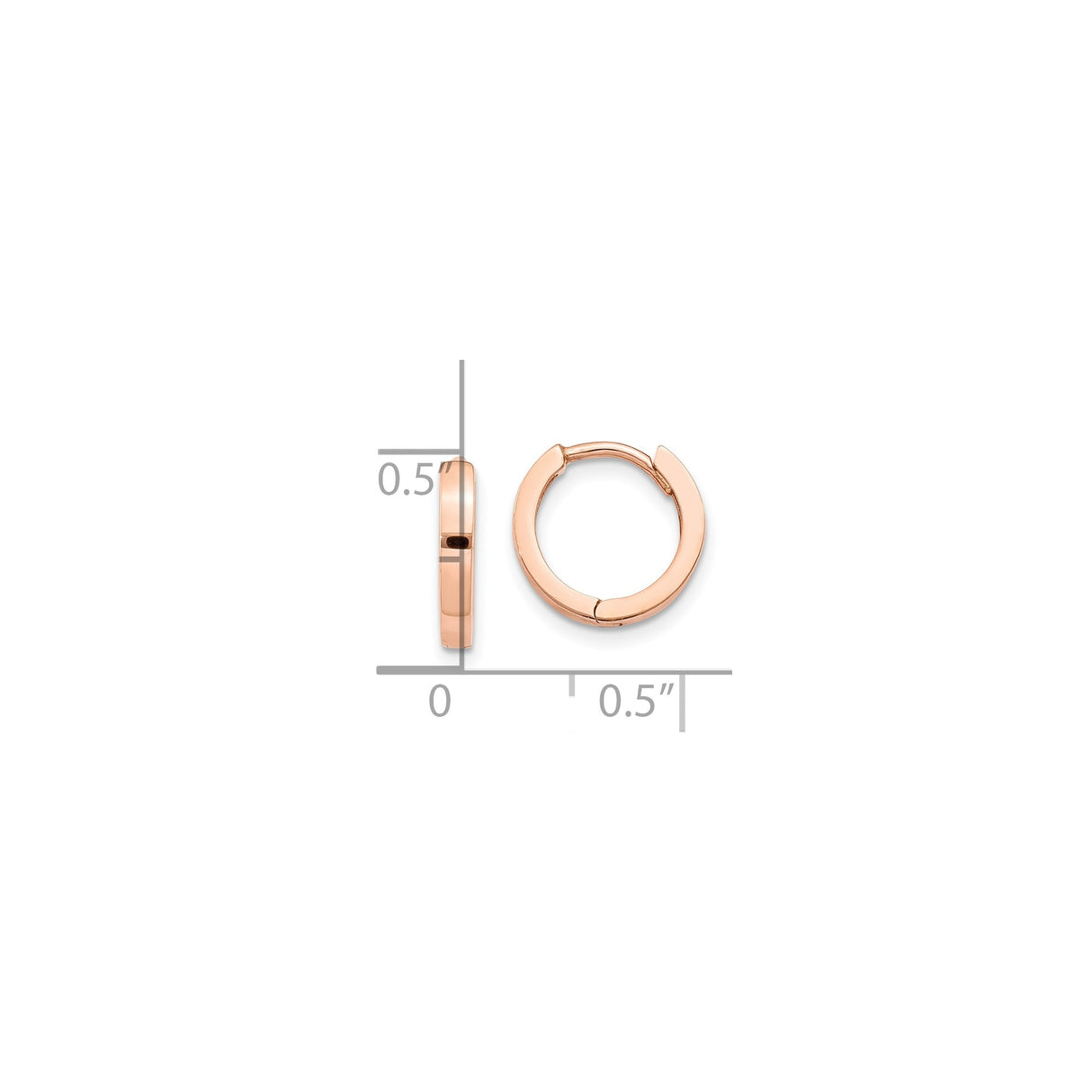 10k Rose Gold Hoop Earrings, Polished Lightweight Small Hoops with Hinged Snap Closure
