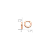 10k Rose Gold Small Hoop Earrings with Hinged Snap Closure, Polished Finish, Minimalist Design