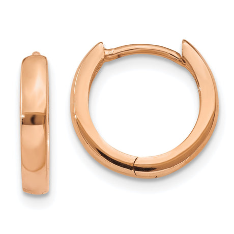 10k Rose Gold Hoop Earrings, Small Lightweight Polished Classic Style for Women and Unisex Wear
