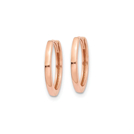 10k Rose Gold Hoop Earrings, Small Polished Hoops with Minimalist Design for Women