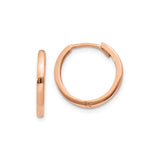 10k Rose Gold Hoop Earrings, Small Polished Hoops with Minimalist Design for Women