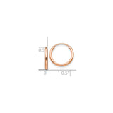 10k Rose Gold Hoop Earrings, Polished Minimalist Round Tube Style for Women