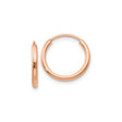 10k Rose Gold Hoop Earrings, Polished Minimalist Round Tube Style for Women