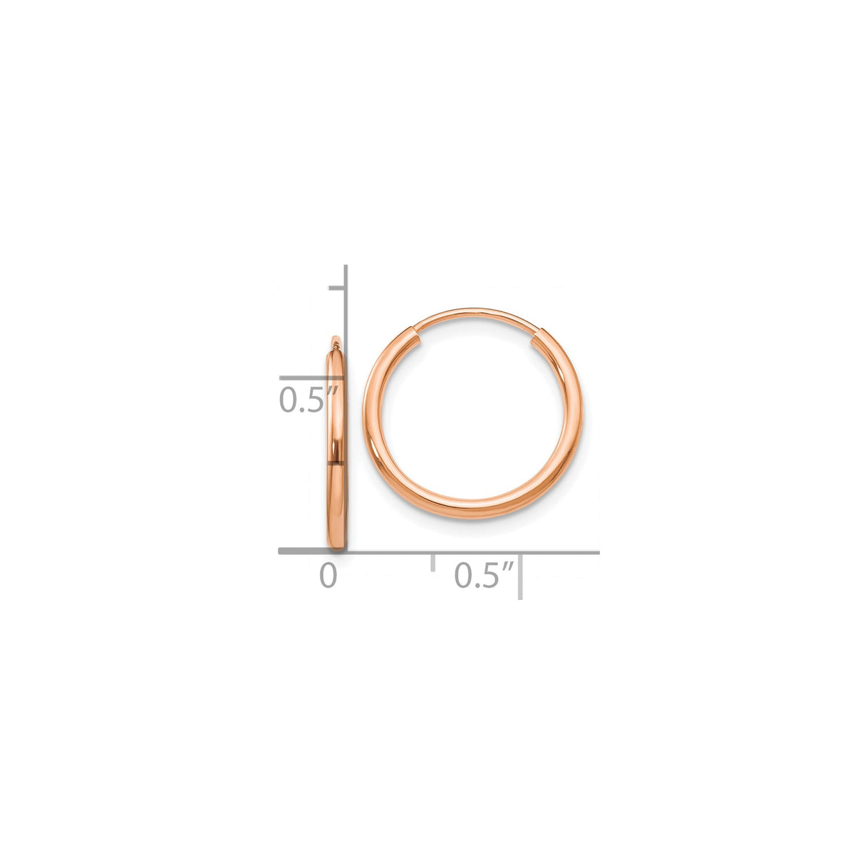 10k Rose Gold Hoop Earrings, Classic Endless Tube Design with Polished Finish for Women