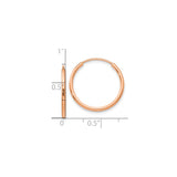 10k Rose Gold Hoop Earrings, Classic Round Tube Design, Polished Finish, Lightweight and Minimalist