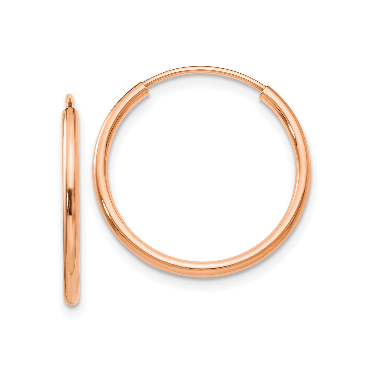 10k Rose Gold Hoop Earrings, Classic Round Tube Design, Polished Finish, Lightweight and Minimalist