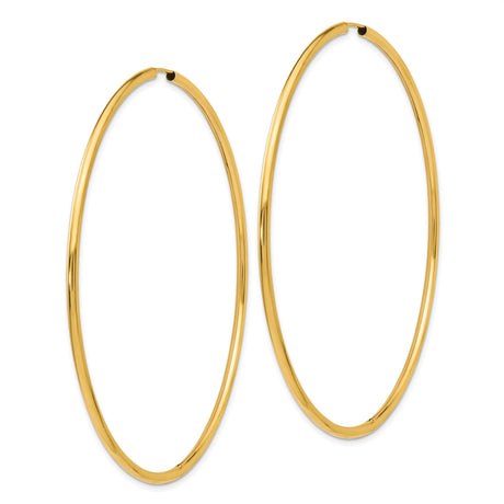 10k Yellow Gold Hoop Earrings, Classic Minimalist Round Design, Polished Lightweight Style for Women