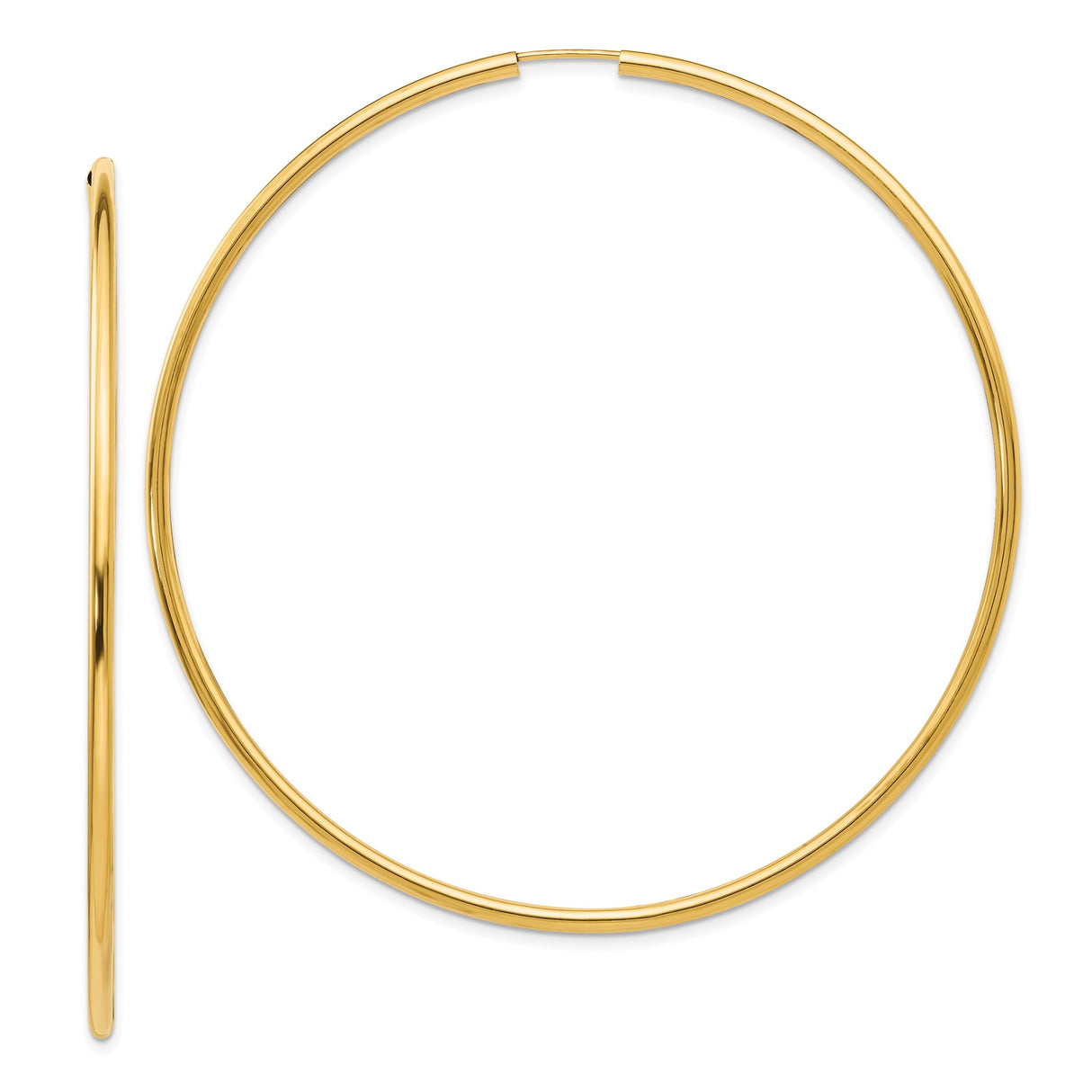 10k Yellow Gold Hoop Earrings, Classic Minimalist Round Design, Polished Lightweight Style for Women