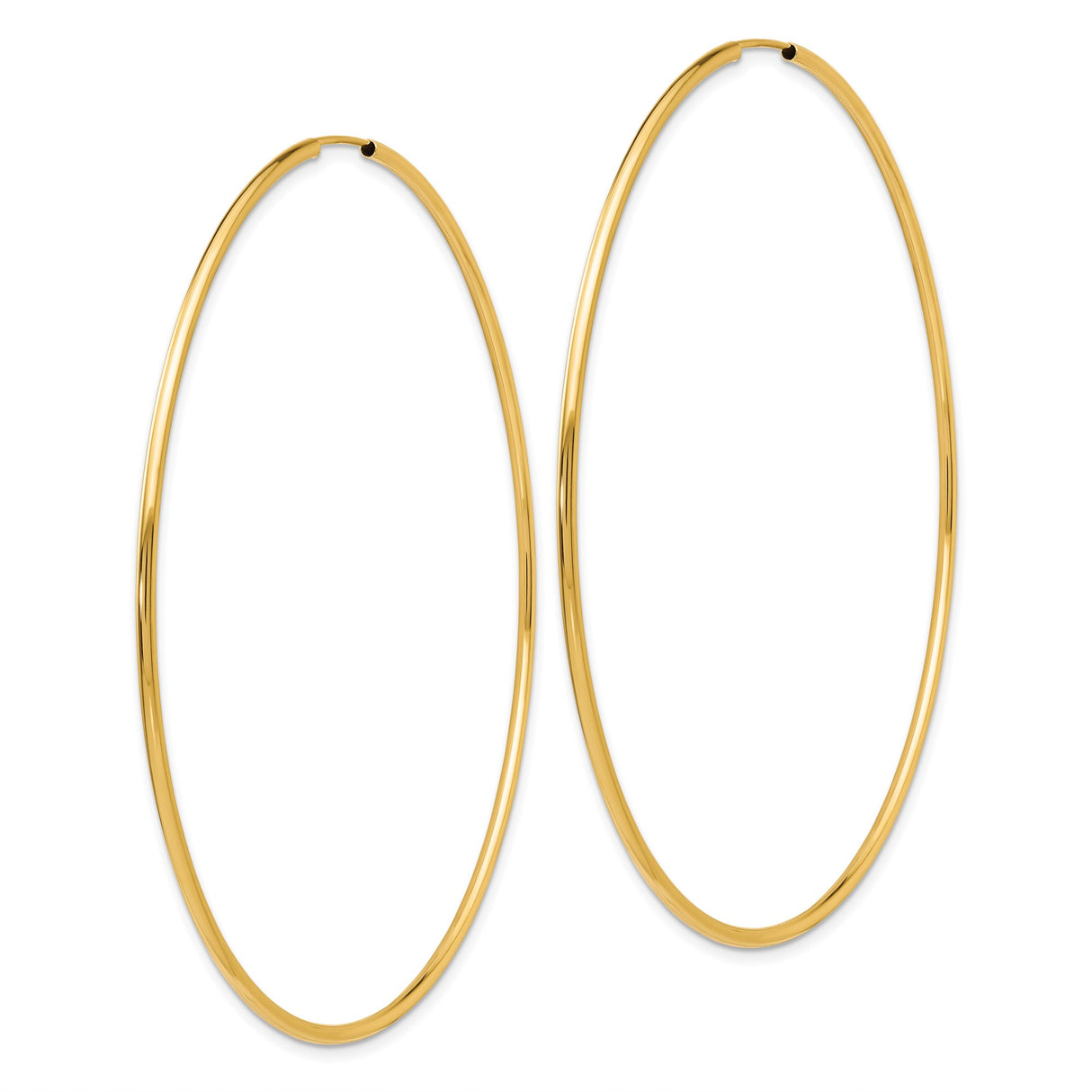 10k Yellow Gold Hoop Earrings, Large Lightweight Round Design, Minimalist Everyday Jewelry for Women