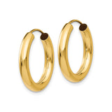 10k Yellow Gold Hoop Earrings, Polished Round Tube, Endless Classic Design for Women