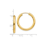 10k Yellow Gold Hoop Earrings, Classic Polished Endless Tube Hoops, Lightweight Minimalist Design