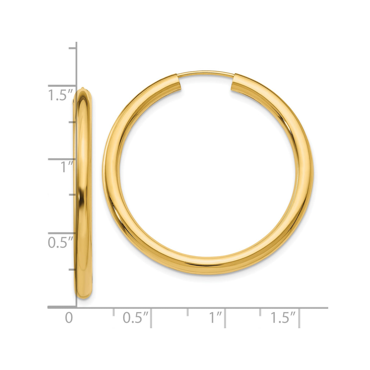 10k Yellow Gold Hoop Earrings, Classic Lightweight Round Tube Style for Women