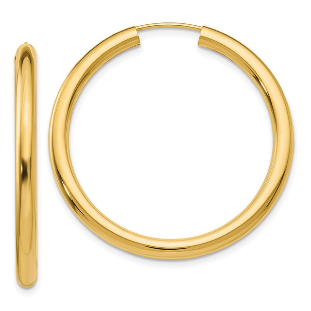 10k Yellow Gold Hoop Earrings, Classic Lightweight Round Tube Style for Women
