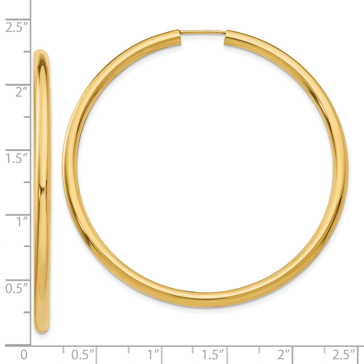 10k Yellow Gold Hoop Earrings, Classic Polished Tube Style with Minimalist Round Design