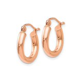 10k Rose Gold Hoop Earrings, Medium Width Classic Polished Design for Women