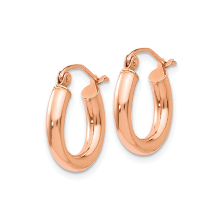 10k Rose Gold Hoop Earrings, Medium Width Classic Polished Design for Women