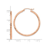 10k Rose Gold Hoop Earrings with Diamond-Cut Finish and Latch-Back Closure