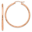 10k Rose Gold Hoop Earrings with Diamond-Cut Finish and Latch-Back Closure