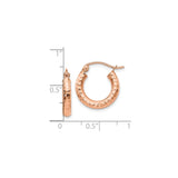 10k Rose Gold Hammered Hoop Earrings, Textured Lightweight Round Hoops for Women