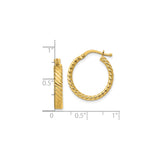 10k Yellow Gold Hoop Earrings, Twisted Rope Design with Polished Finish, Medium Size
