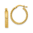 10k Yellow Gold Hoop Earrings, Twisted Rope Design with Polished Finish, Medium Size