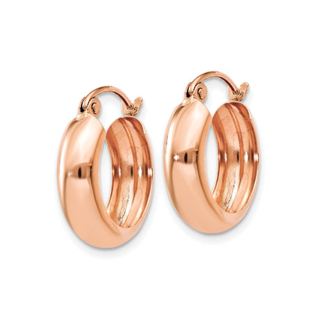10k Rose Gold Hoop Earrings, Polished Finish, Hinged Snap Closure, Lightweight Minimalist Style