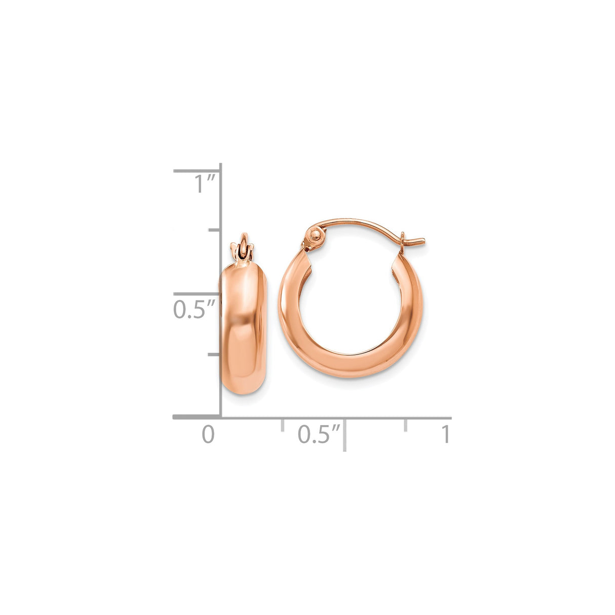 10k Rose Gold Hoop Earrings, Polished Finish, Hinged Snap Closure, Lightweight Minimalist Style
