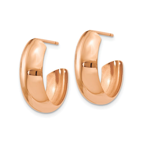 10k Rose Gold Hoop Earrings with Sleek Curved Design and Polished High-Shine Finish
