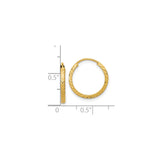 10k Yellow Gold Hoop Earrings, Diamond Cut Round Hoops with Polished Finish